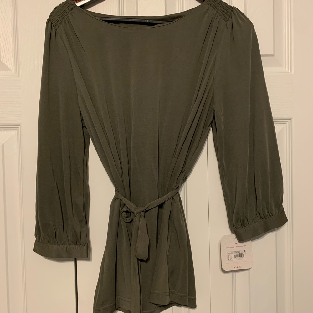 NWT Ingrid & Isabel Maternity Olive Green Blouse